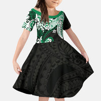 Monstera Plumeria Flowers Green Family Matching Off Shoulder Maxi Dress and Hawaiian Shirt Polynesian Pattern