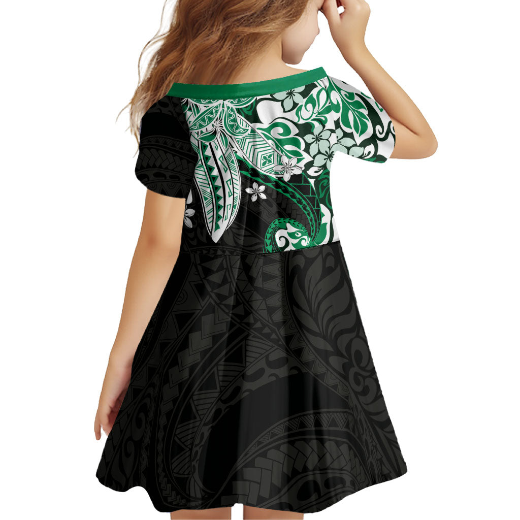 Monstera Plumeria Flowers Green Family Matching Tank Maxi Dress and Hawaiian Shirt Polynesian Pattern