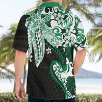 Monstera Plumeria Flowers Green Hawaiian Shirt Polynesian Pattern