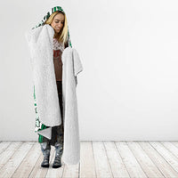 Monstera Plumeria Flowers Green Hooded Blanket Polynesian Pattern