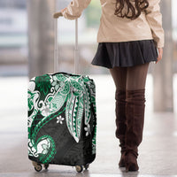 Monstera Plumeria Flowers Green Luggage Cover Polynesian Pattern