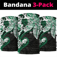 Monstera Plumeria Flowers Green Neck Gaiter Polynesian Pattern