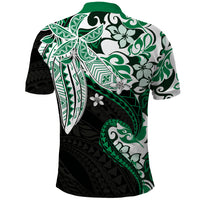 Monstera Plumeria Flowers Green Polo Shirt Polynesian Pattern