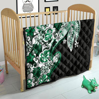Monstera Plumeria Flowers Green Quilt Polynesian Pattern