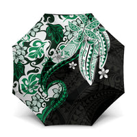 Monstera Plumeria Flowers Green Umbrella Polynesian Pattern