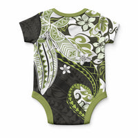 Monstera Plumeria Flowers Olive Green Baby Onesie Polynesian Pattern LT01 - Polynesian Pride