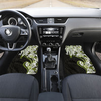 Monstera Plumeria Flowers Olive Green Car Mats Polynesian Pattern