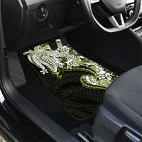 Monstera Plumeria Flowers Olive Green Car Mats Polynesian Pattern