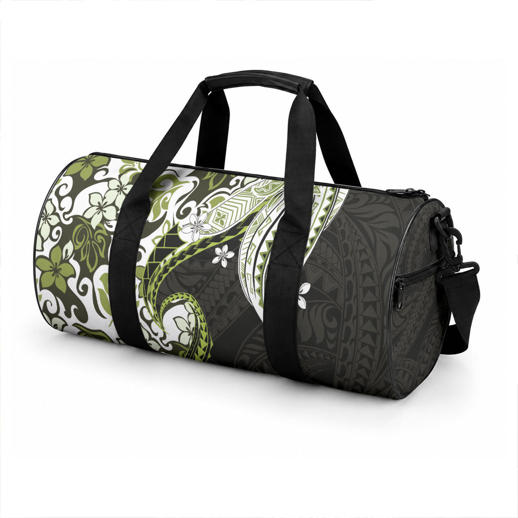 Monstera Plumeria Flowers Olive Green Duffle Bag Polynesian Pattern LT01 - Polynesian Pride