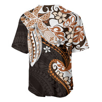 Monstera Plumeria Flowers Orange Baseball Jersey Polynesian Pattern
