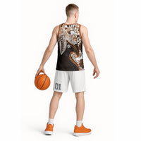 Monstera Plumeria Flowers Orange Basketball Jersey Polynesian Pattern
