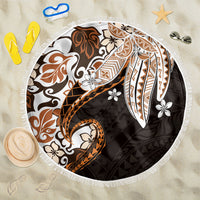 Monstera Plumeria Flowers Orange Beach Blanket Polynesian Pattern