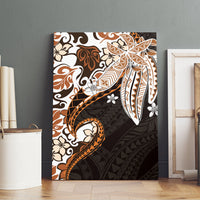 Monstera Plumeria Flowers Orange Canvas Wall Art Polynesian Pattern