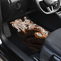Monstera Plumeria Flowers Orange Car Mats Polynesian Pattern