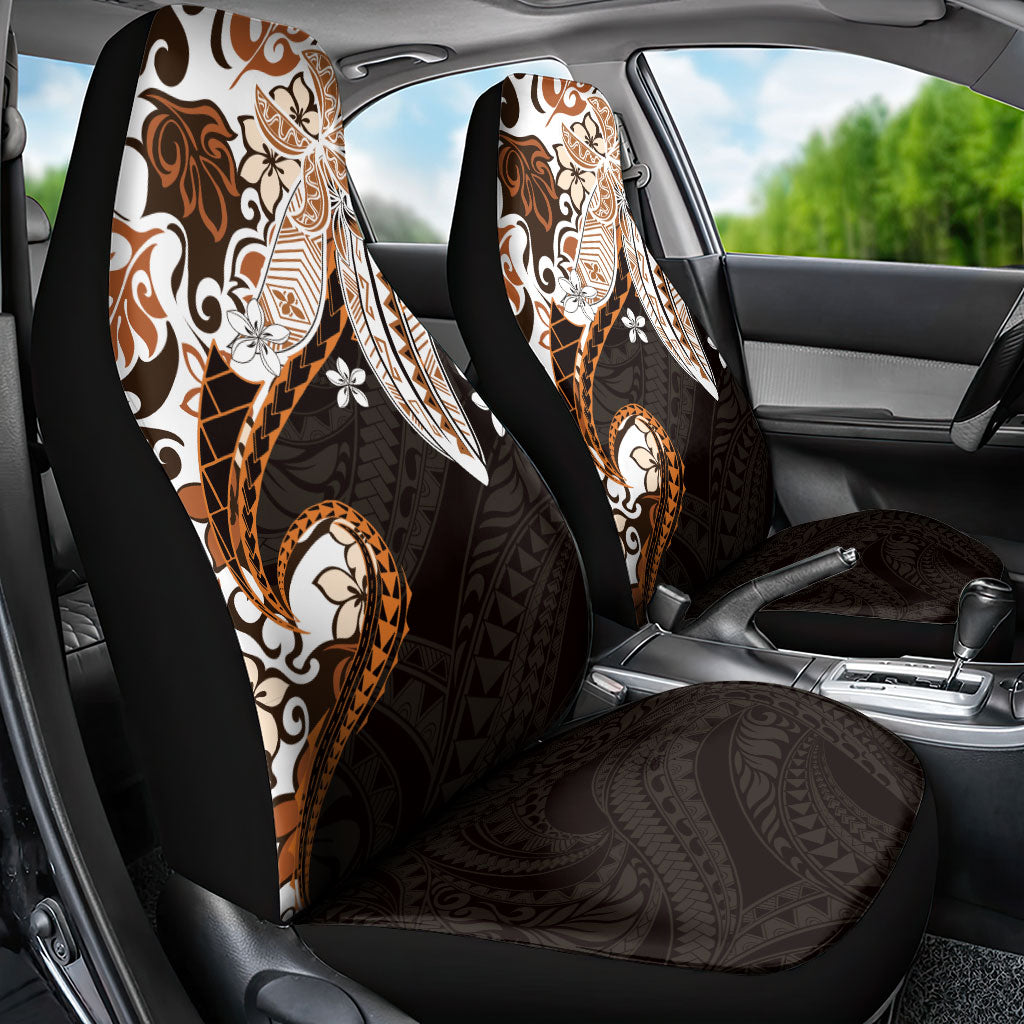 Monstera Plumeria Flowers Orange Car Seat Cover Polynesian Pattern