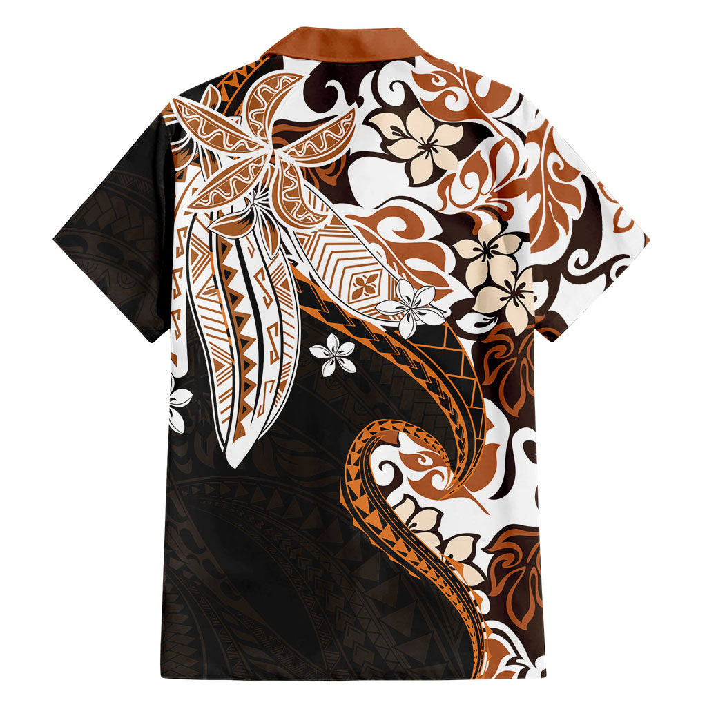 Monstera Plumeria Flowers Orange Family Matching Mermaid Dress and Hawaiian Shirt Polynesian Pattern