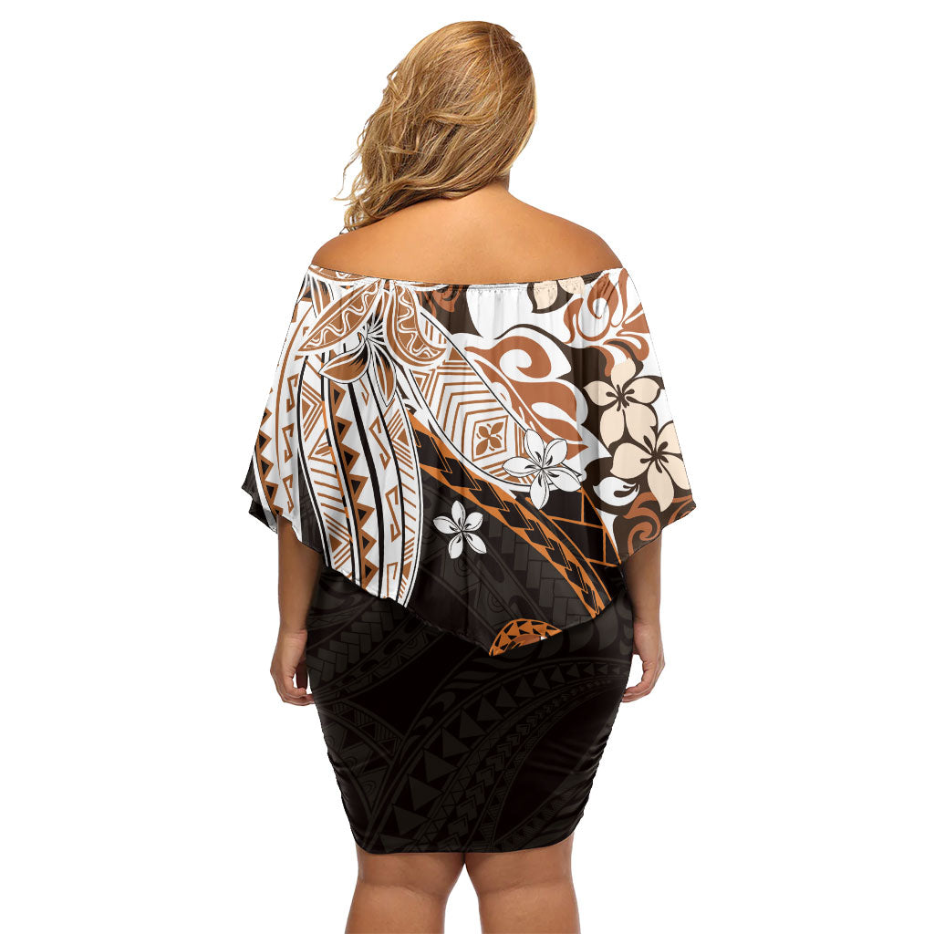 Monstera Plumeria Flowers Orange Family Matching Off Shoulder Short Dress and Hawaiian Shirt Polynesian Pattern