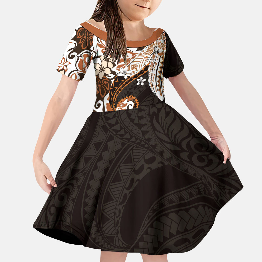 Monstera Plumeria Flowers Orange Family Matching Summer Maxi Dress and Hawaiian Shirt Polynesian Pattern