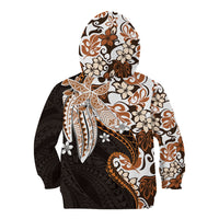 Monstera Plumeria Flowers Orange Kid Hoodie Polynesian Pattern
