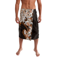 Monstera Plumeria Flowers Orange Lavalava Polynesian Pattern
