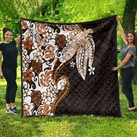 Monstera Plumeria Flowers Orange Quilt Polynesian Pattern