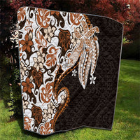 Monstera Plumeria Flowers Orange Quilt Polynesian Pattern