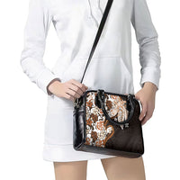 Monstera Plumeria Flowers Orange Shoulder Handbag Polynesian Pattern