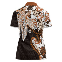 Monstera Plumeria Flowers Orange Women Polo Shirt Polynesian Pattern