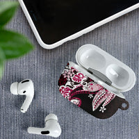 Monstera Plumeria Flowers Pink AirPods Case Polynesian Pattern