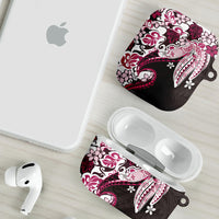 Monstera Plumeria Flowers Pink AirPods Case Polynesian Pattern