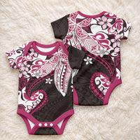 Monstera Plumeria Flowers Pink Baby Onesie Polynesian Pattern LT01 - Polynesian Pride