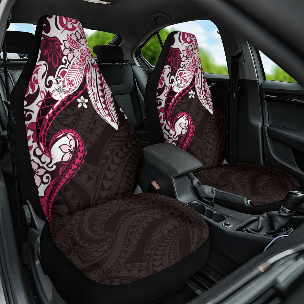 Monstera Plumeria Flowers Pink Car Seat Cover Polynesian Pattern