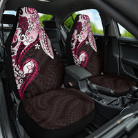 Monstera Plumeria Flowers Pink Car Seat Cover Polynesian Pattern
