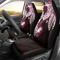Monstera Plumeria Flowers Pink Car Seat Cover Polynesian Pattern