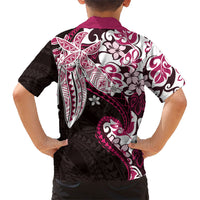 Monstera Plumeria Flowers Pink Family Matching Puletasi and Hawaiian Shirt Polynesian Pattern