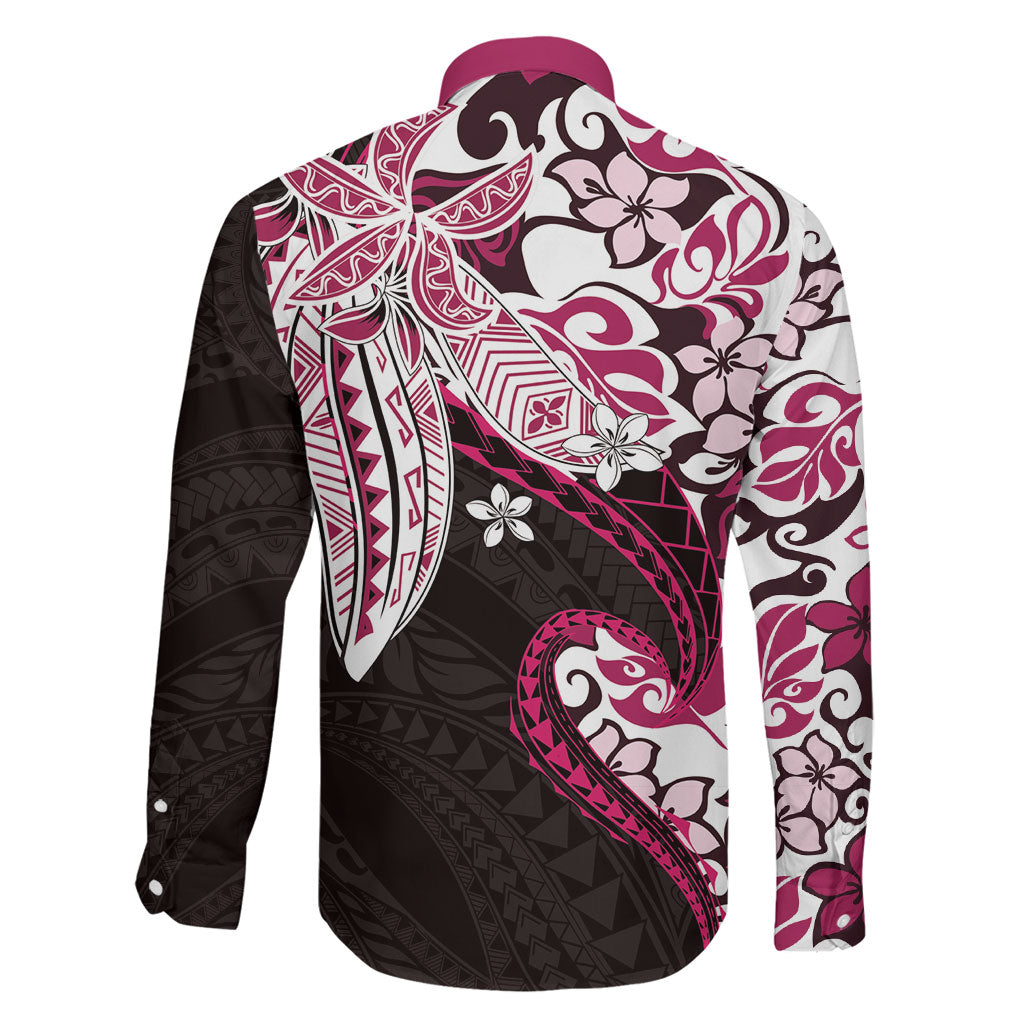 Monstera Plumeria Flowers Pink Family Matching Summer Maxi Dress and Hawaiian Shirt Polynesian Pattern