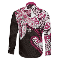 Monstera Plumeria Flowers Pink Family Matching Summer Maxi Dress and Hawaiian Shirt Polynesian Pattern