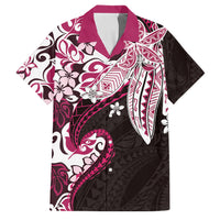 Monstera Plumeria Flowers Pink Family Matching Tank Maxi Dress and Hawaiian Shirt Polynesian Pattern
