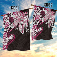 Monstera Plumeria Flowers Pink Garden Flag Polynesian Pattern