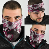 Monstera Plumeria Flowers Pink Neck Gaiter Polynesian Pattern