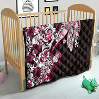 Monstera Plumeria Flowers Pink Quilt Polynesian Pattern