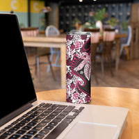 Monstera Plumeria Flowers Pink Skinny Tumbler Polynesian Pattern