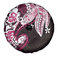 Monstera Plumeria Flowers Pink Spare Tire Cover Polynesian Pattern