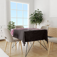 Monstera Plumeria Flowers Pink Tablecloth Polynesian Pattern