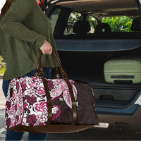 Monstera Plumeria Flowers Pink Travel Bag Polynesian Pattern
