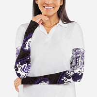 Monstera Plumeria Flowers Purple Arm Sleeves Polynesian Pattern