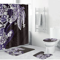 Monstera Plumeria Flowers Purple Bathroom Set Polynesian Pattern