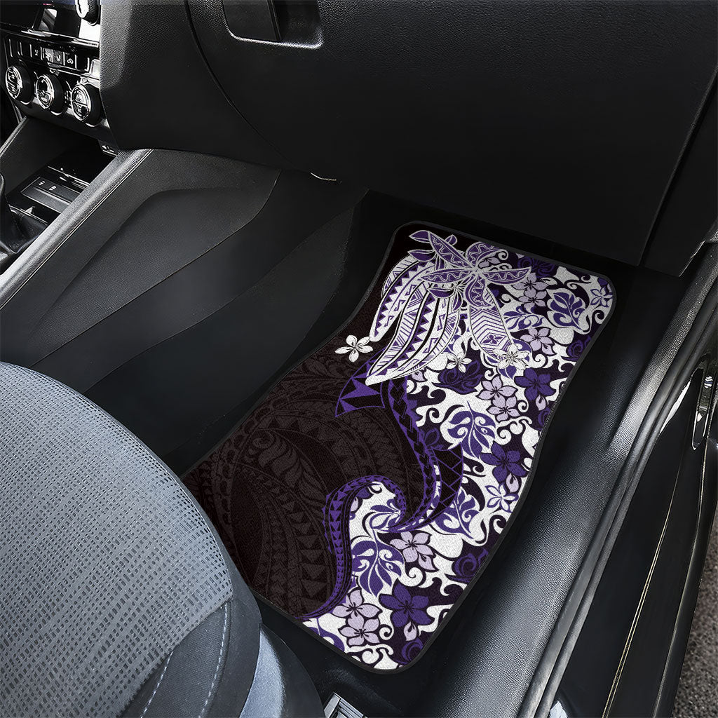 Monstera Plumeria Flowers Purple Car Mats Polynesian Pattern