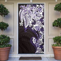Monstera Plumeria Flowers Purple Door Cover Polynesian Pattern