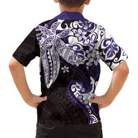 Monstera Plumeria Flowers Purple Family Matching Puletasi and Hawaiian Shirt Polynesian Pattern